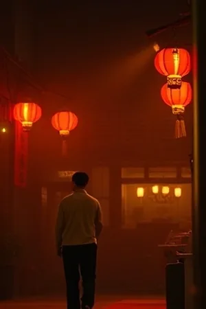 竖版剧集主推海报，雨夜街灯下的两个人影与远处楼群